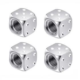 Bouchons de valve Dé en aluminium Argent 4 pièces