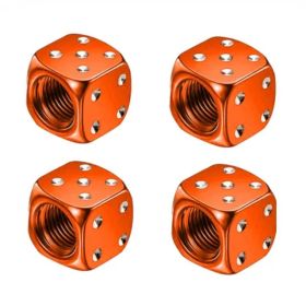 Bouchons de valve Dé en aluminium Orange 4 pièces